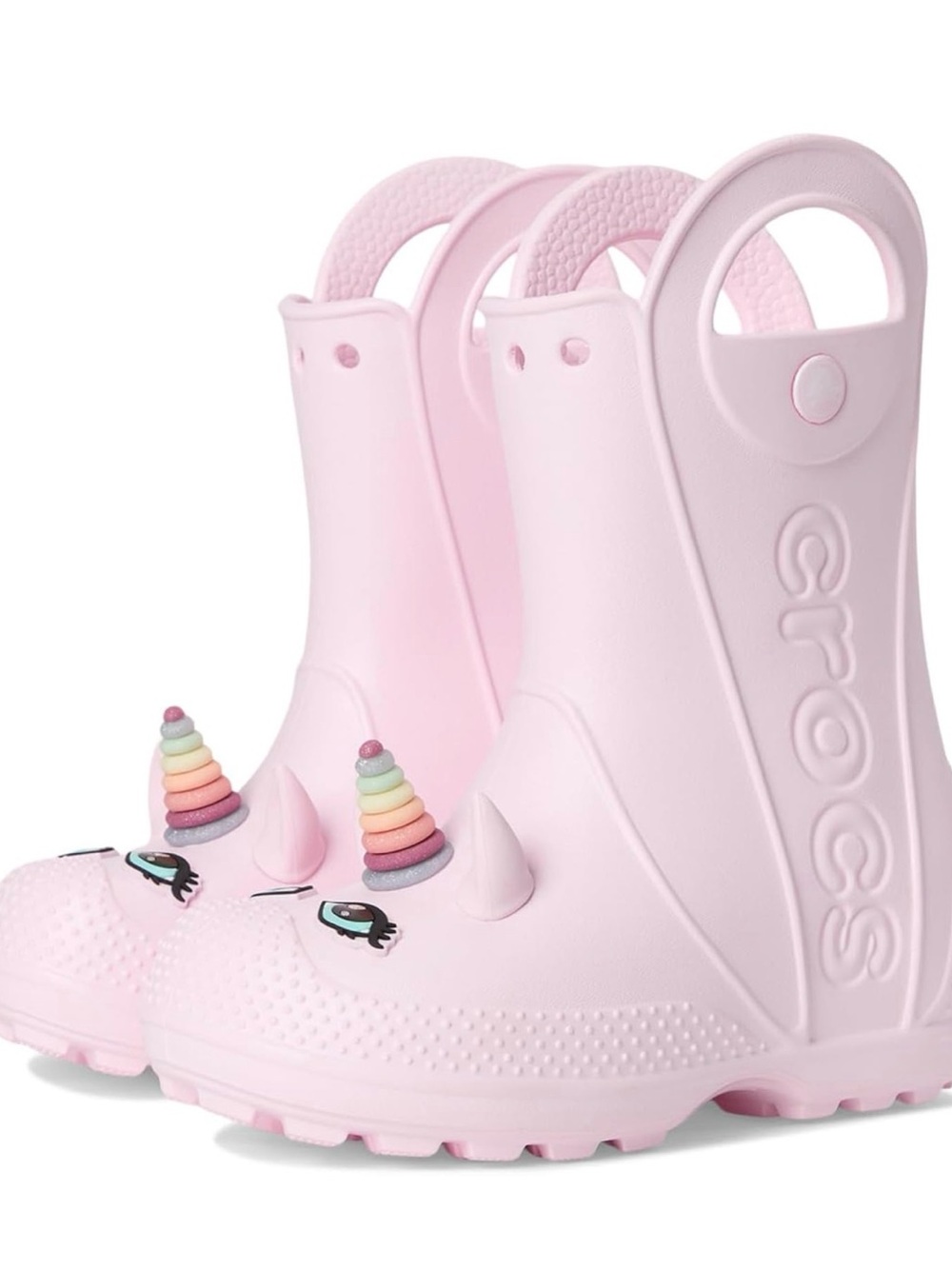 CROCS Pink Kids' Unicorn Rain Boots with Rainbow Horns